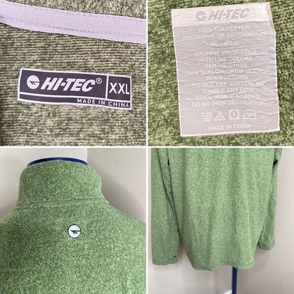 Hi Tec Half Zip XXL Mens Fleece Pullover Sweater Green long Sleeves - Picture 10 of 12